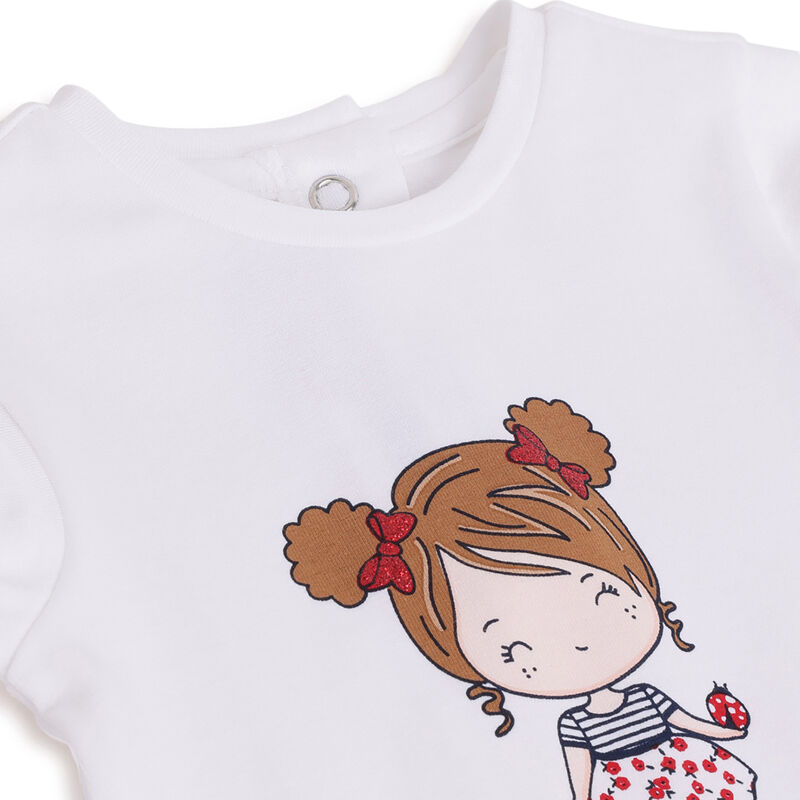 Girls White Printed Short Sleeve T-Shirt image number 2